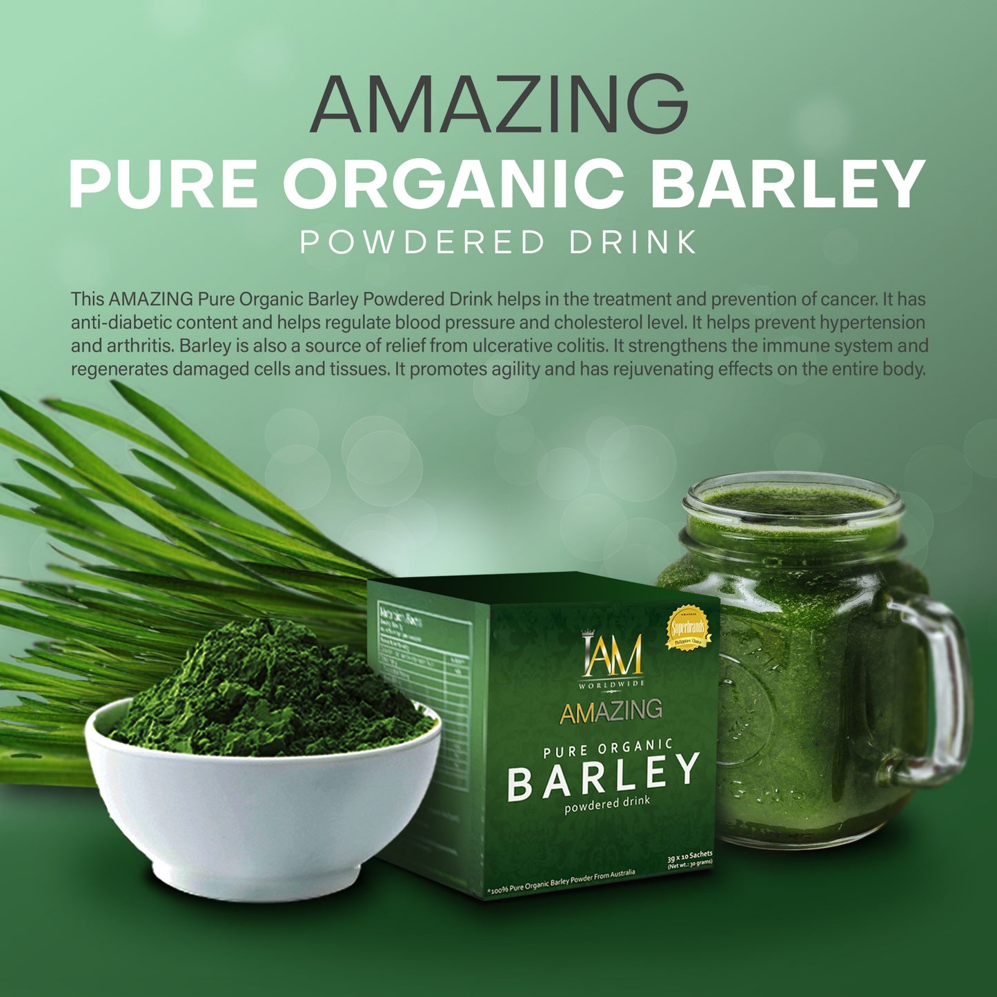 IAM Amazing Pure Organic Barley Powdered Drink Mix